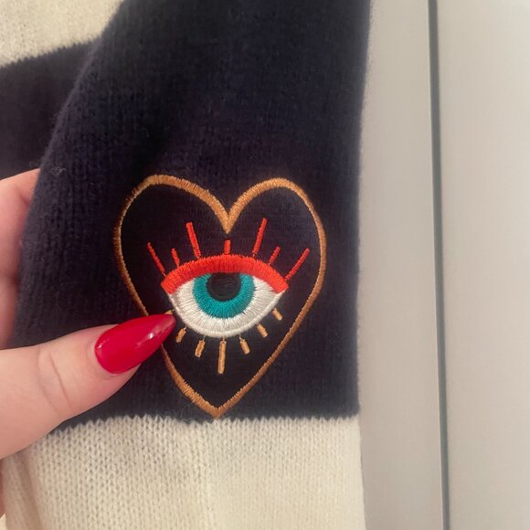 NWT Vilagallo Evil Eye Striped Contrast Pullover Sweater - Picture 5 of 6